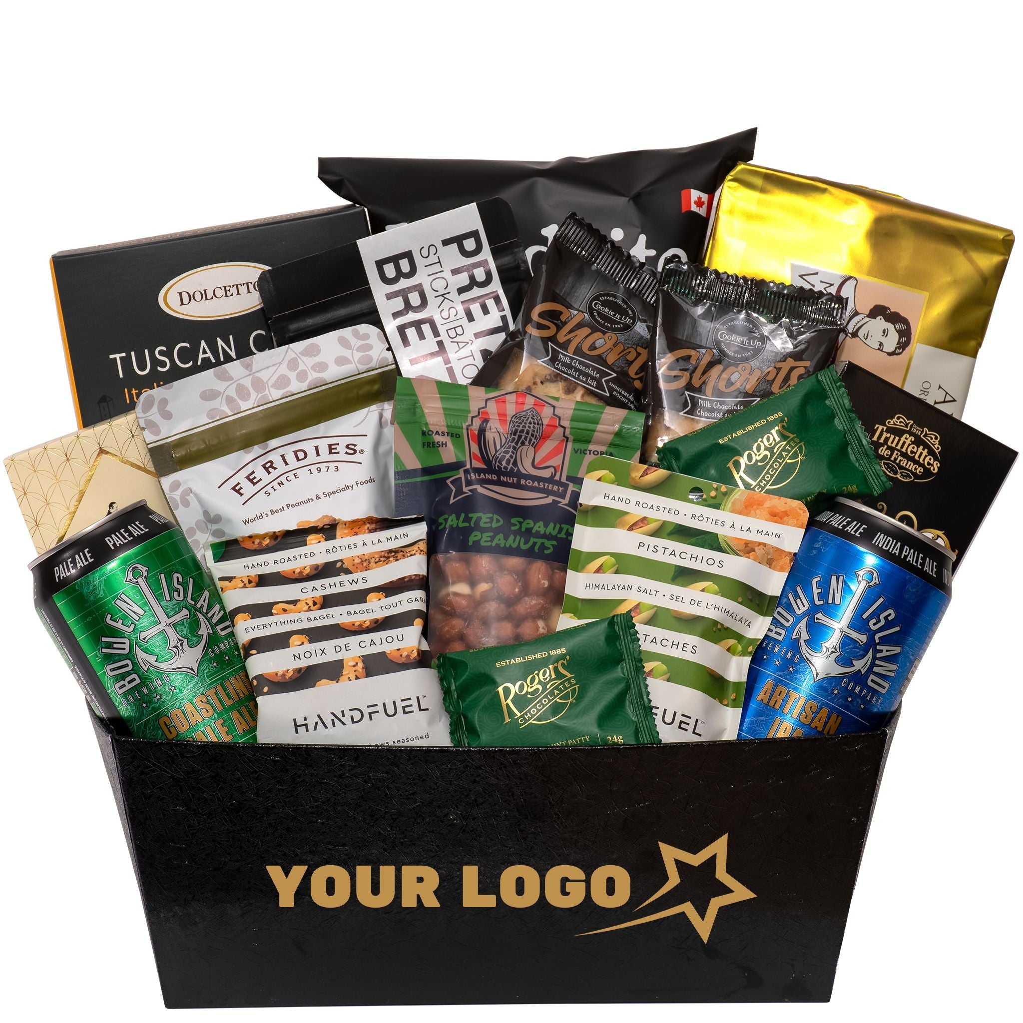 Corporate logo gourmet gift basket 