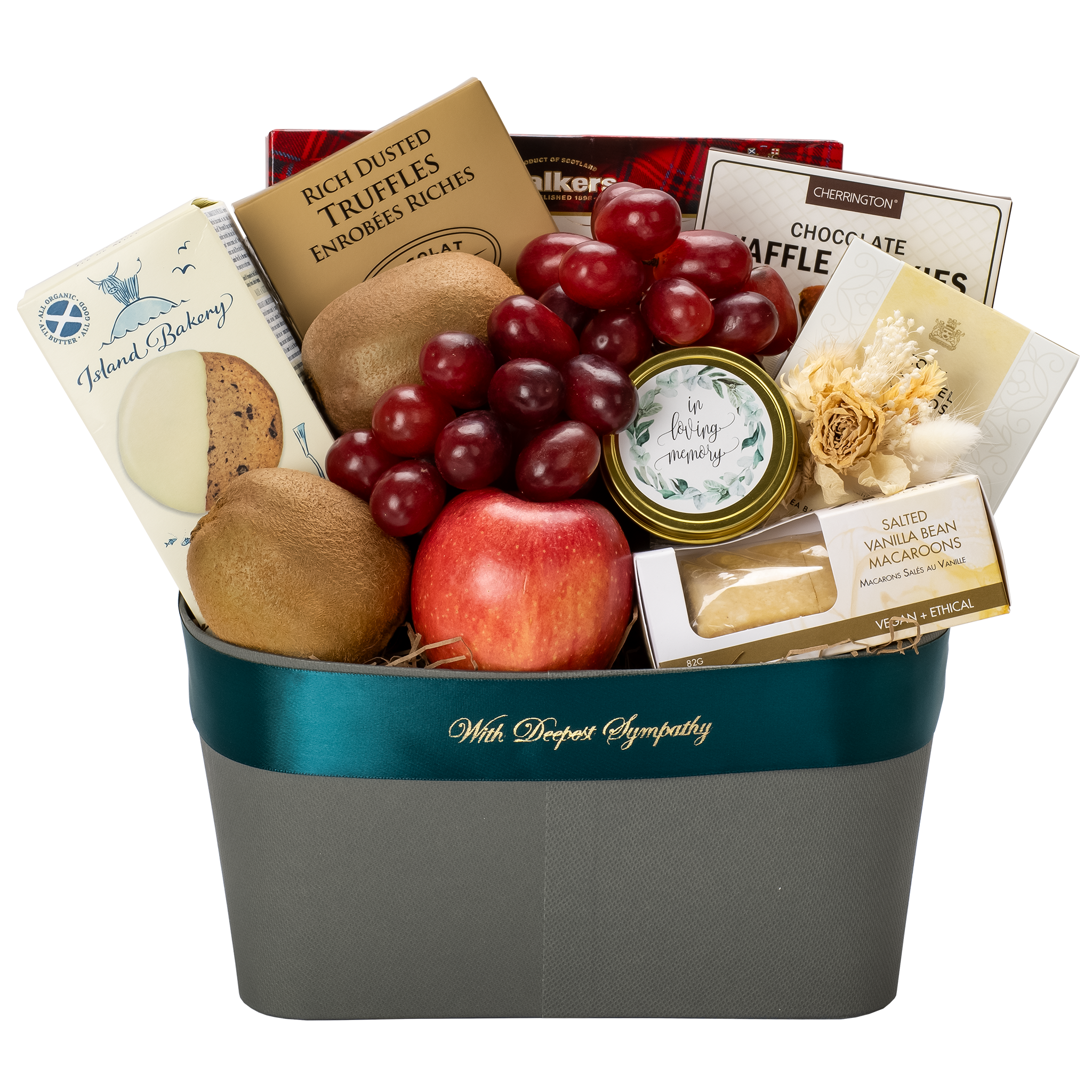 Sympathy fruit gift basket 