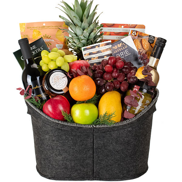 Luxury fruit and wine basket