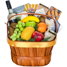 Fruit and white wine gift basket