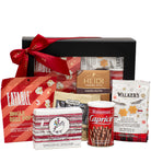 Christmas gift box with chocolate, cookies and popcorn 